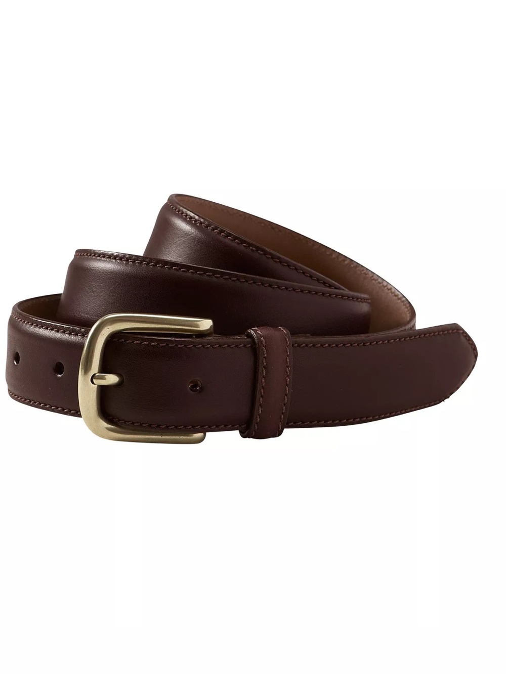 L.L.Bean Men’s Chino Belt Brown Full Grain Leather, Gold Brass Tone Buckle sz 36